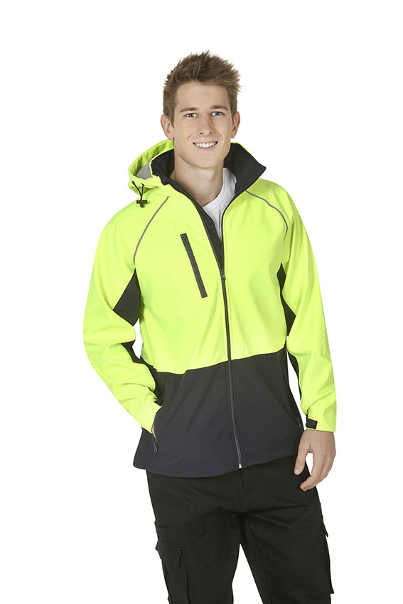 Hooded Hi Vis soft shell jackets ,day use